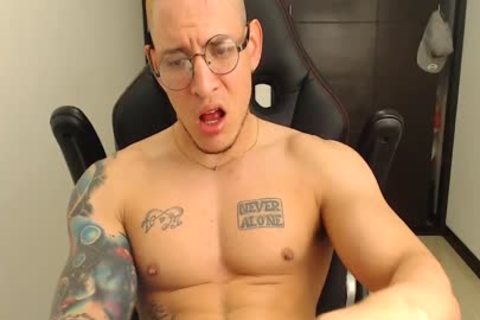 Hans Odinson On Flirt4Free - Tatted Hispanic Hunk With Monster cock Jerks Off A large Load On His Abs