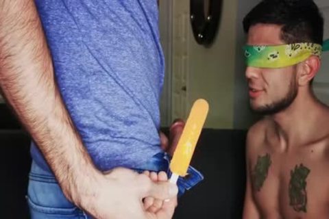 Blindfolded Roommate receives ramrod To Distract Him